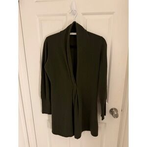 Neiman Marcus Cashmere Collection Olive Green Twist Front Cardigan Sweater M
